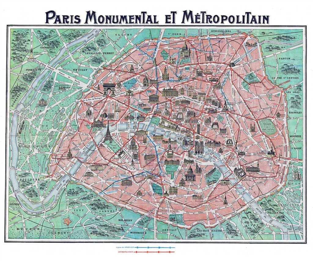 Robelin map of paris france circa. 1932